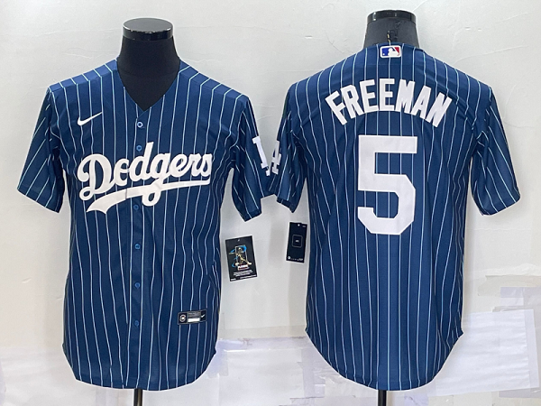 Men's Nike Los Angeles Dodgers #5 Freddie Freeman Blue Throwback MLB Cool Base Jersey