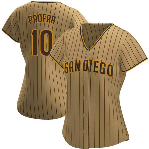 Women's #10 Jurickson Profar San Diego Padres Cool Base Brown Stripe Home Jersey