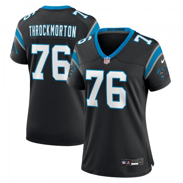 Women's Carolina Panthers Calvin Throckmorton Nike  Black Team Game Jersey