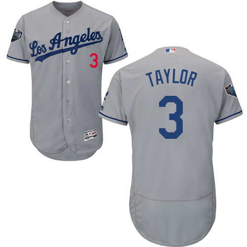 Los Angeles Dodgers #3 Chris Taylor Grey Flexbase Collection 2018 World Series Stitched MLB Jersey