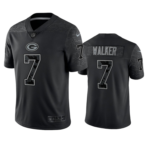 Green Bay Packers Quay Walker Black Reflective Limited Jersey #7