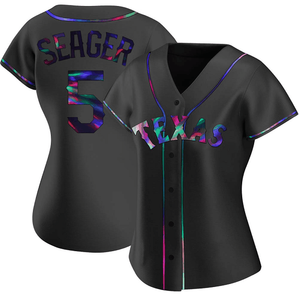 Women's Texas Rangers #5 Corey Seager Black Holographic Alternate Jersey