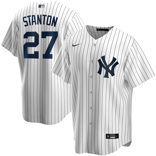 Men's Nike New York Yankees #27 Giancarlo Stanton White Home 2020 MLB Jersey