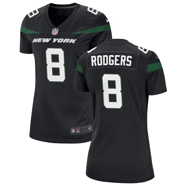 Women's New York Jets Nike #8 Aaron Rodgers Stealth Black Alternate Jersey