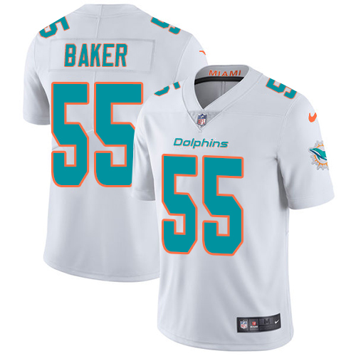 Men's Nike Miami Dolphins #55 Jerome Baker White Stitched NFL Vapor Untouchable Limited Jersey