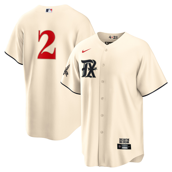 Men's Texas Rangers Marcus Semien #2 Nike Cream 2023 City Connect Cool Base Player Jersey