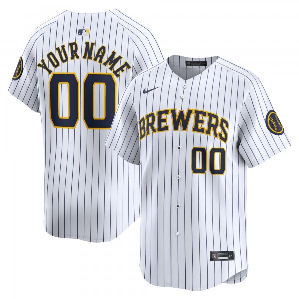 Men's Milwaukee Brewers  Nike White  Alternate Limited Custom Jersey