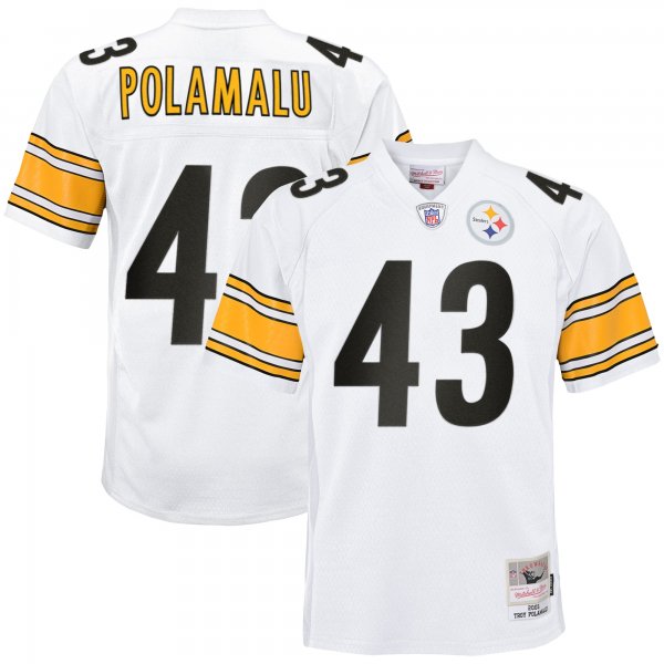 Youth Pittsburgh Steelers Troy Polamalu Mitchell & Ness White 2005 Retired Player Legacy Jersey