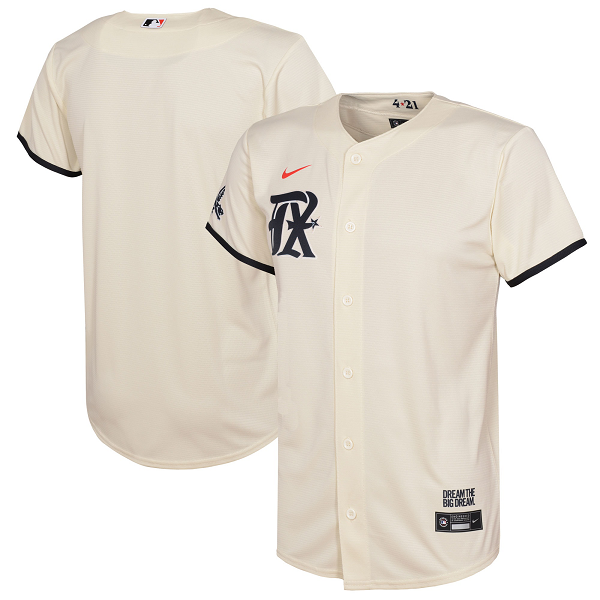 Youth Texas Rangers  Nike Cream 2023 City Connect Cool Base Jersey