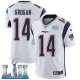 Men's Nike NFL New England Patriots #14 Steve Grogan Limited Road White Vapor Untouchable Super Bowl LII Jersey