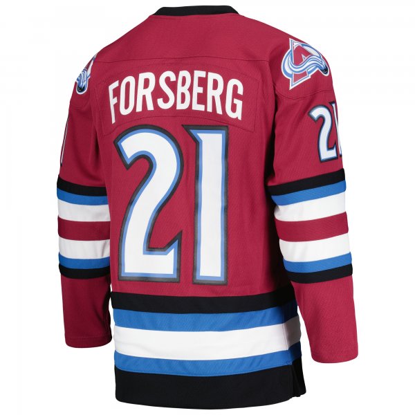 Men's Colorado Avalanche Peter Forsberg Mitchell & Ness Maroon  2001/02 Alternate Captain Blue Line Player Jersey