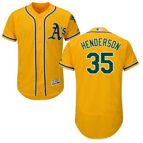 Oakland Athletics #35 Rickey Henderson Gold Flexbase Collection Stitched MLB Jersey