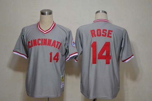 Mitchell And Ness Cincinnati Reds #14 Pete Rose Grey Throwback Stitched MLB Jersey