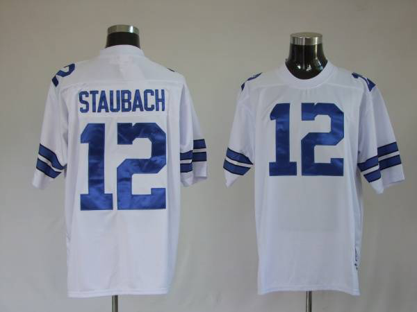 Mitchell And Ness Dallas Cowboys #12 Roger Staubach White Stitched Throwback NFL Jersey