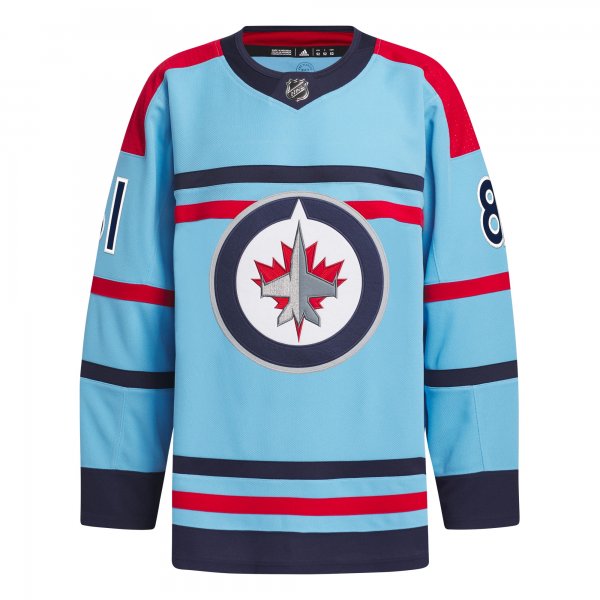 Men's Winnipeg Jets Kyle Connor adidas Light Blue Anniversary Primegreen Player Jersey