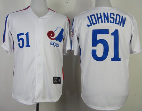 Mitchell And Ness Montreal Expos #51 Randy Johnson White Throwback Stitched MLB Jersey