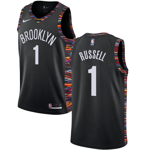 Men's Nike Brooklyn Nets #1 D'Angelo Russell Black Swingman City Edition 2018/19 NBA Jersey