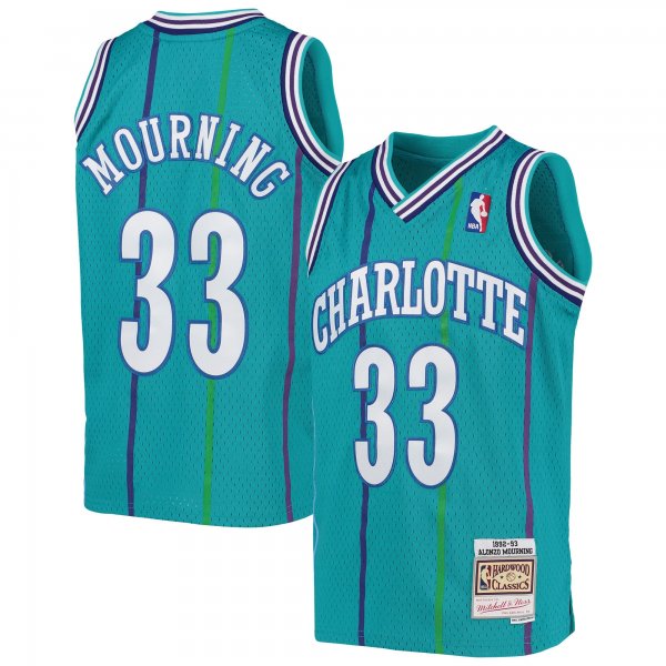 Youth Charlotte Hornets Alonzo Mourning Mitchell & Ness Teal 1992/93 Hardwood Classics Swingman Jersey