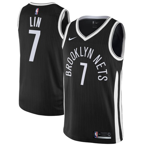 Men's Nike Brooklyn Nets #7 Jeremy Lin Black Swingman City Edition NBA Jersey