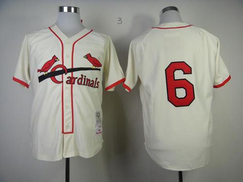 Mitchell And Ness St. Louis Cardinals #6 Stan Musial Cream Stitched MLB Throwback Jersey