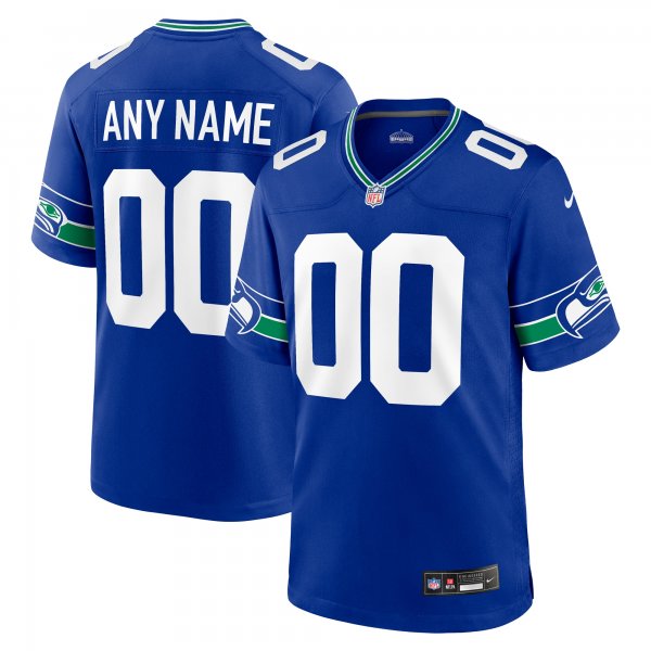 Men's Seattle Seahawks Nike Royal Throwback Custom Jersey