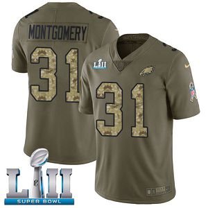 Men's Nike NFL Philadelphia Eagles #31 Wilbert Montgomery Limited Olive/Camo 2017 Salute to Service Super Bowl LII Jersey