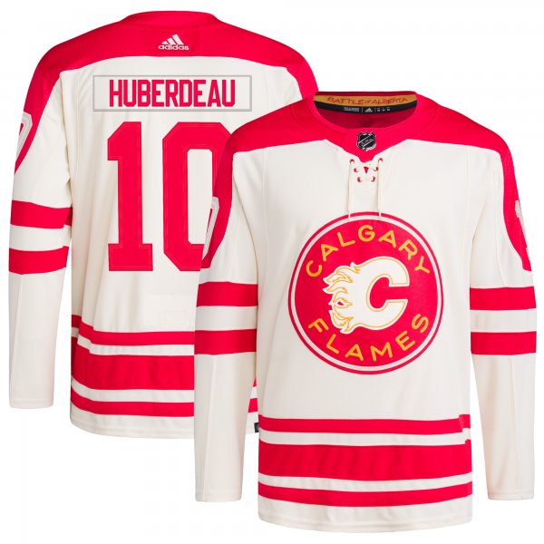 Men's Calgary Flames #10 Jonathan Huberdeau adidas Cream 2023 NHL Heritage Classic Primegreen Player Jersey