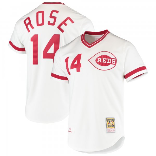 Men's Cincinnati Reds Pete Rose Mitchell & Ness White Cooperstown Collection Jersey