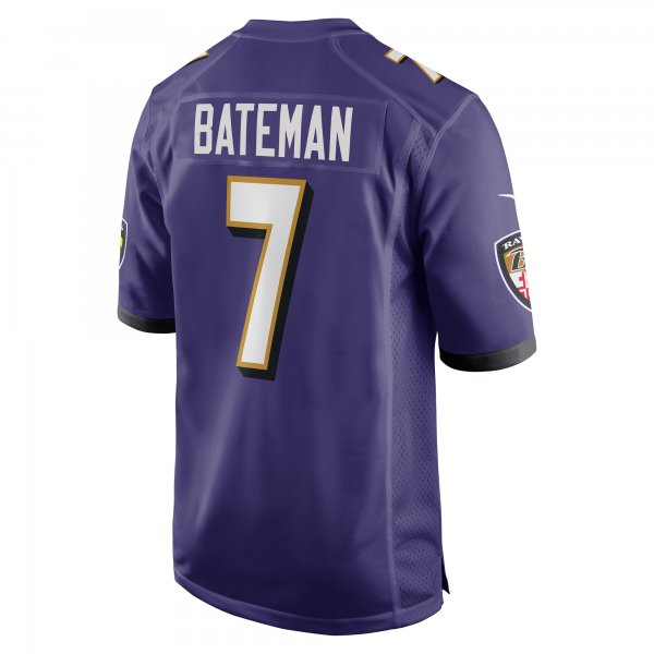 Men's Baltimore Ravens Rashod Bateman Nike Purple Game Player Jersey