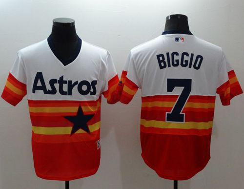 Houston Astros #7 Craig Biggio White/Orange Flexbase Collection Cooperstown Stitched MLB Jersey