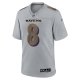 Men's Baltimore Ravens Lamar Jackson Nike Gray Atmosphere Fashion Game Jersey