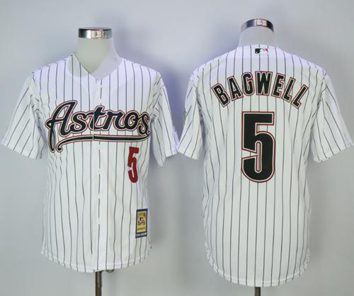 Houston Astros #5 Jeff Bagwell White Strip 2000 Turn Back The Clock Stitched MLB Jersey