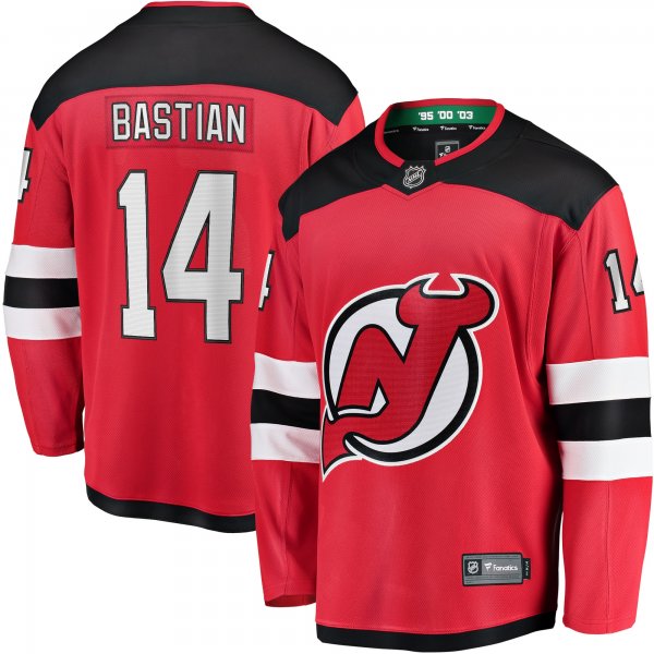 Men's New Jersey Devils Nathan Bastian Fanatics Red Home Breakaway Player Jersey