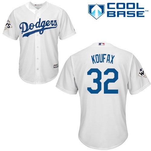 Men's Los Angeles Dodgers #32 Sandy Koufax White Cool Base 2017 World Series Bound Stitched MLB Jersey