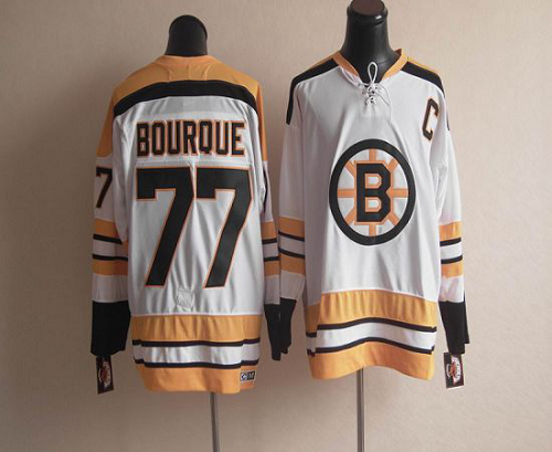 CCM Throwback Boston Bruins #77 Ray Bourque White Stitched NHL Jersey