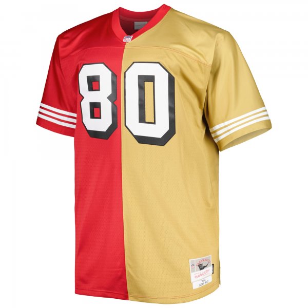 Men's San Francisco 49ers Jerry Rice Mitchell & Ness Scarlet/Gold Big & Tall Split Legacy Retired Player Replica Jersey