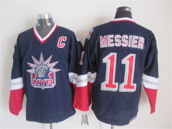 Men's New York Rangers #11 Messier Blue Throwback NHL Jersey