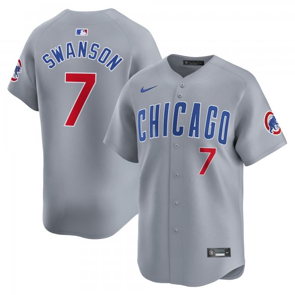 Men's Chicago Cubs Dansby Swanson Nike Gray Road Limited Player Jersey