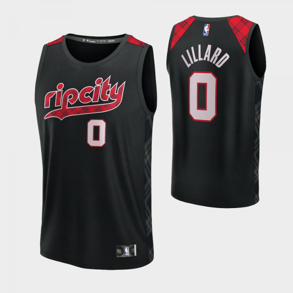 Youth Portland Trail Blazers #0 Damian Lillard City Edition 2023-24 Jersey Black