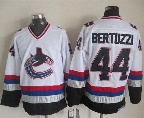 Vancouver Canucks #44 Todd Bertuzzi White/Black CCM Throwback Stitched NHL Jersey