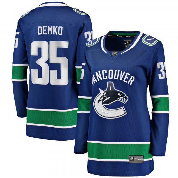 Women's Vancouver Canucks Thatcher Demko Fanatics Blue Home Breakaway Player Jersey