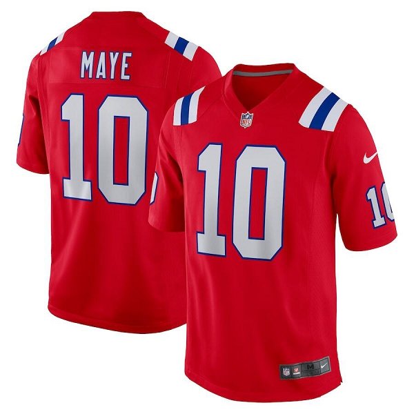 Men's New England Patriots #10 Drake Maye Nike Red 2024 NFL Draft First Round Pick Player Limited Jersey