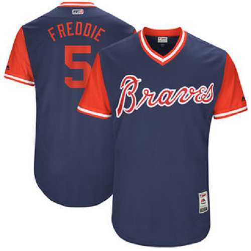 Men's Atlanta Braves #5 Freddie Freeman Freddie Majestic Navy 2017 Players Weekend Jersey