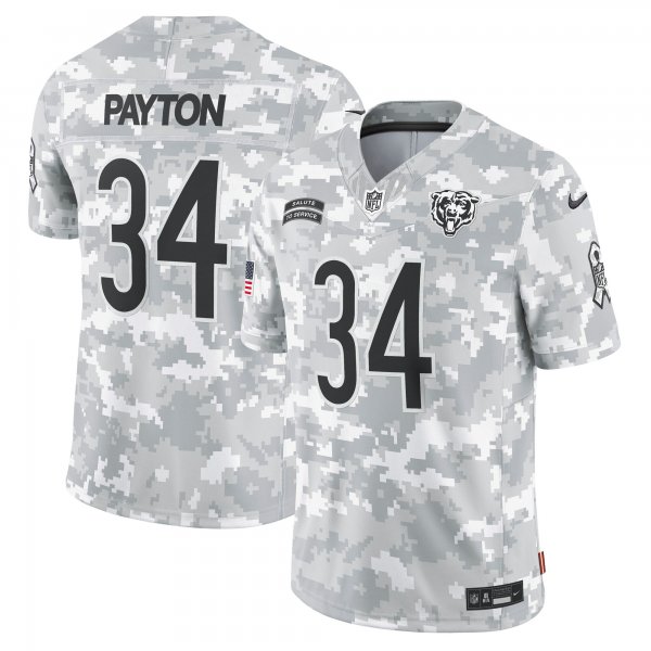 Men's Chicago Bears #34 Walter Payton Nike Arctic Camo 2024 Salute to Service Retired Player Limited Jersey