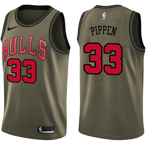 Men's Nike Chicago Bulls #33 Scottie Pippen Green Salute to Service Swingman NBA Jersey