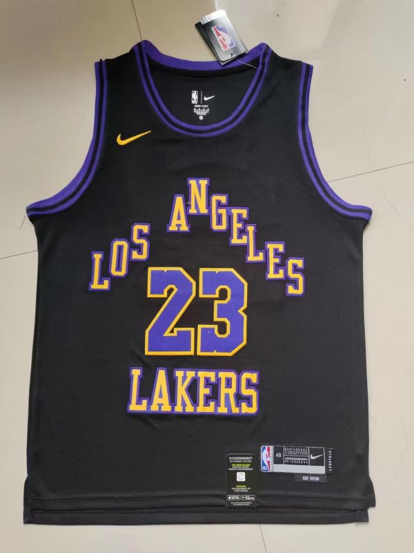 Men's #23 LeBron James Los Angeles Lakers Black City Edition Jersey