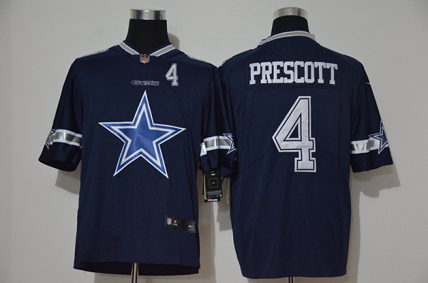 Men's Dallas Cowboys #4 Dak Prescott Navy Blue 2020 Big Logo Number Vapor Untouchable Stitched NFL Nike Fashion Limited Jersey