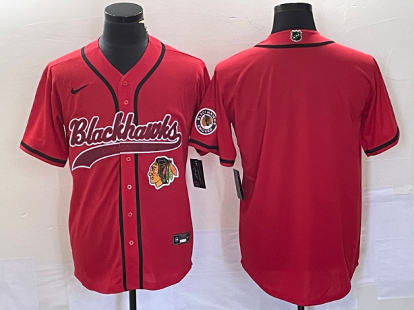 Men's Chicago Blackhawks Red Baseball Jersey