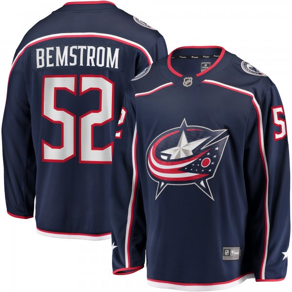 Men's Columbus Blue Jackets Emil Bemstrom Fanatics Navy Home Breakaway Player Jersey