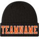 Custom Black Orange-White Stitched Cuffed Knit Hat